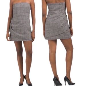 HOUSE OF HARLOW 1960 Wool Blend Plaid Strapless Mini Dress NWT